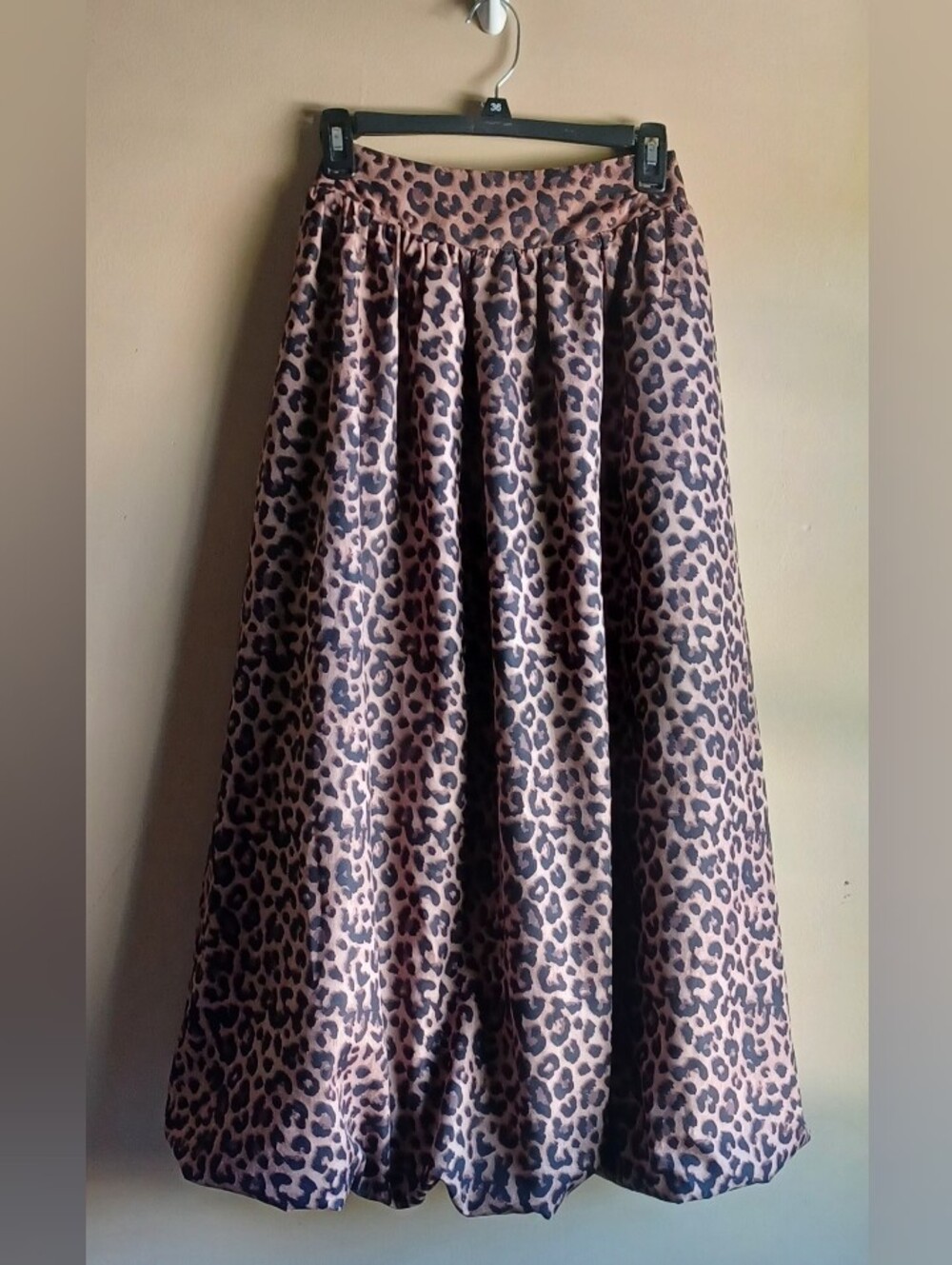 ELLEVEN women's Bubble Maxi Skirt In Brown Animal Print L